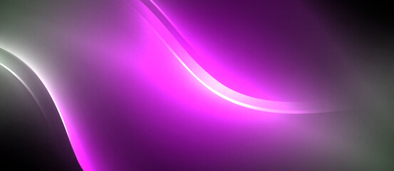 Poster - A vibrant mix of purple, violet, magenta, and electric blue form a mesmerizing wave pattern on a black background. The colors blend seamlessly in a circular graphic art design