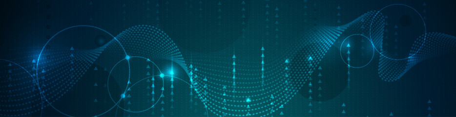 Illustration Abstract Digital technology, light line and blue cyber space background. Vector communication, innovation futuristic technology, connect internet network system, future big data, concept