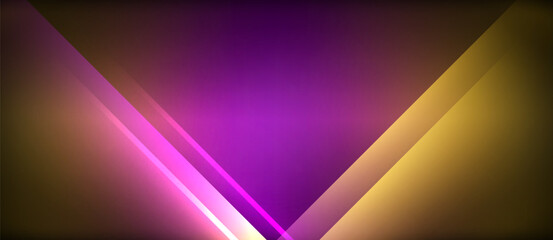 Aufkleber - A vibrant color scheme of purple, violet, magenta, and electric blue with a symmetrical triangle pattern on a yellow background. An artistic representation of tints and shades in a rectangle design