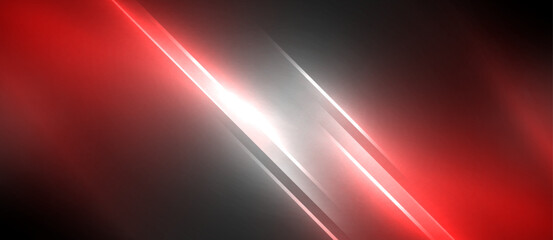 Aufkleber - Automotive lighting emitting a red and white lens flare on a black background creates a stunning visual effect. The contrast of magenta and electric blue adds a artistic touch to the scene