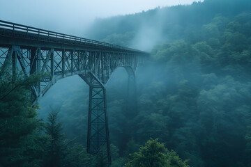 Wall Mural - old bridge in the fog