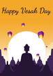 Vesak Day Creative Concept for Card or Banner. Vesak Day is a holy day for Buddhists. Happy Buddha Day with Siddhartha Gautama Statue Design Vector Illustration