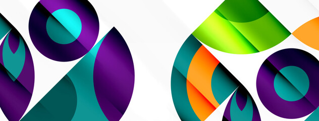 Poster - A vibrant display of colorfulness with circles in electric blue and various tints and shades. Symmetrical patterns create an artful design on a white background