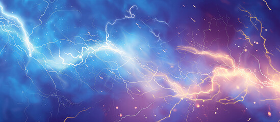 Canvas Print - blue thunderbolt crackling with sparks and lightning