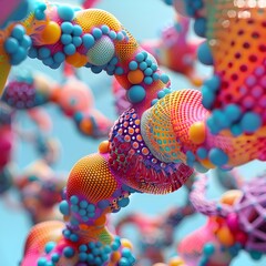 Poster - Captivating Surreal Molecular Kaleidoscope of Vibrant Iridescent Shapes and Hues