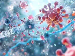 Poster - Microscopic Viral Outbreak A Surreal Digital of the Unseen Dangers