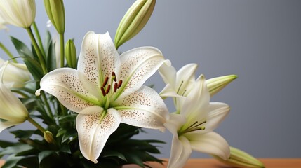 Poster - white lilies in the garden