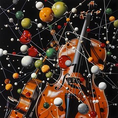 Poster - Vibrant Digital Orbs Forming Chaotic Abstract Composition of Light Color and Motion