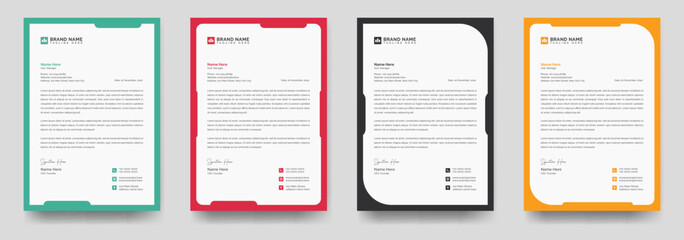 Wall Mural - Corporate business and corporate letterhead template with various colors, Letterhead template in flat style, Modern company letterhead template design