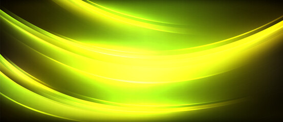 Poster - A vibrant circular pattern of green and yellow hues resembling grass and electric blue sky on a black background, captured in macro photography