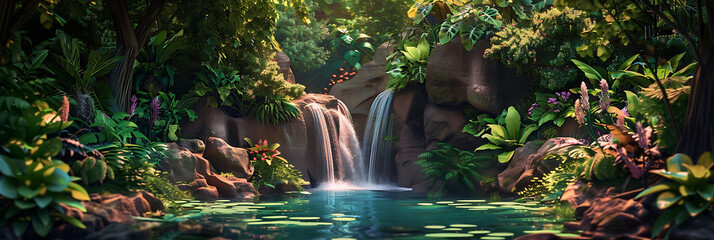 Wall Mural - person >'s waterfall in the jungle