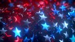 3d rendering of stars in blue and red colors. Abstract background with bokeh defocused lights