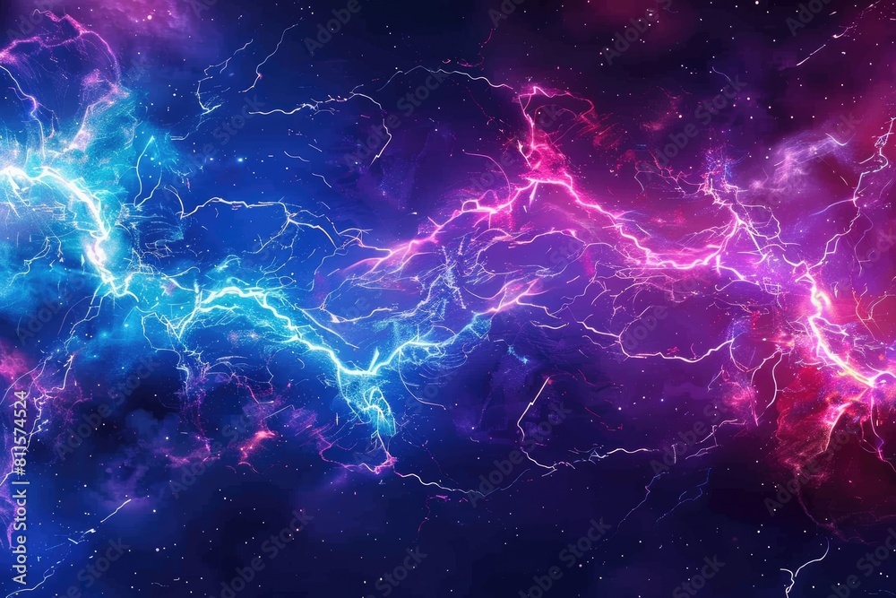 Blue and pink lightning in the night sky. Stock Illustration | Adobe Stock