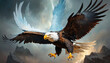 Fantasy Illustration of a wild eagle bird. Digital art style wallpaper background.