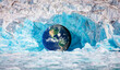 Planet Earth trapped in a glacier 