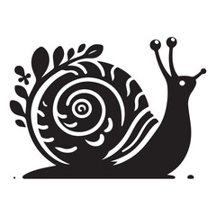 Wall Mural - Snail Silhouette vector flat illustration.