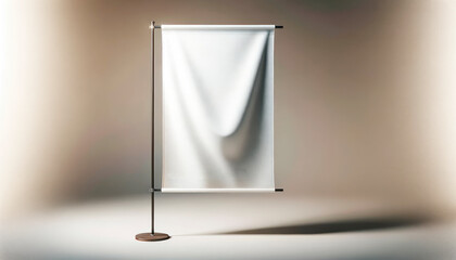 Poster - A blank roll-up banner display on a soft gradient background, ideal for branding and presentation mockups. Generative AI