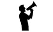 silhouette of Man shouting through loud speaker