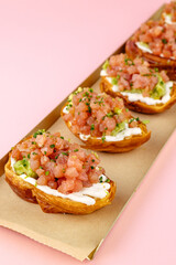 Wall Mural - bruschetta with tuna and sauce