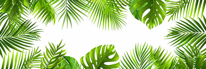 Wall Mural - Green palm leaves pattern background