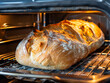 Bread baking in an oven.