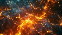 Abstract Background Of Glowing Orange And Yellow Plasma.