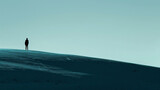 Fototapeta Kwiaty - Minimalist wallpaper of a person on a hill visible from a distance
