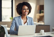 © Random_Mentalist - Modern office worker woman smiling brightly at home or office and working
