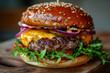 Juicy Gourmet Cheeseburger Close-Up