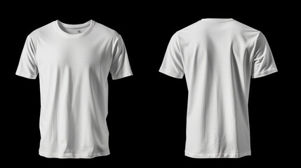 Wall Mural - Plain white t-shirt front and back view for mockup in PNG transparent background