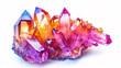 A colorful crystal cluster with a vivid spectrum of colors