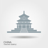 Fototapeta Big Ben - Tiantan Temple of Heaven in Beijing, China. - flat vector icon with shadow