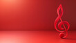 red treble clef in a red room