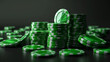stacks of green casion or poker chips 
