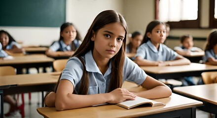 Wall Mural - Girl student in class.