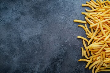 Wall Mural - A pile of golden French fries arranged on a table surface