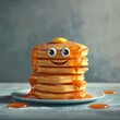 ?artoon-style of cute pancakes with eyes