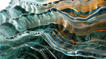 Poster - Abstract closeup of layered, wavy glass details.