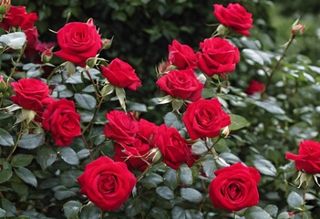 Sticker - A view of Red Roses in a garden