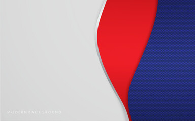 Poster - modern abstract white and red with blue color background