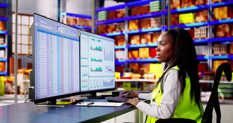 Poster - Warehouse Inventory Management On Computer