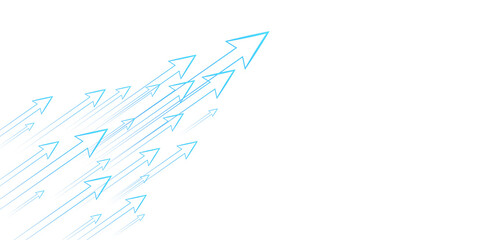 Poster - A series of ascending blue arrows against a white background, symbolizing growth or progress in a simplistic graphic style