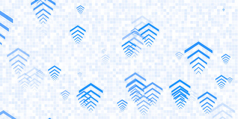 Aufkleber - Abstract blue arrow patterns on a mosaic-like transparent background, giving a concept of direction or growth