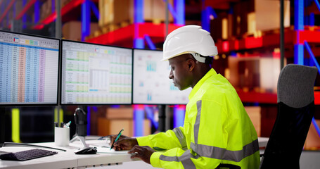 Poster - Warehouse Inventory Management On Computer