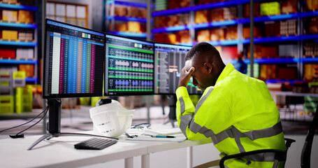 Poster - Unhappy Worker At Warehouse