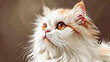 Portrait of fluffy persian cat in comic style illustration.