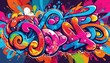 © Premium Art - Abstract graffiti art background with vibrant colors and street art motifs.