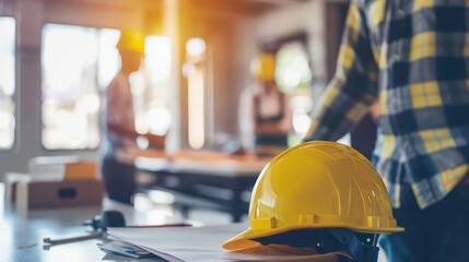 An engineer consulting with clients on a construction project.