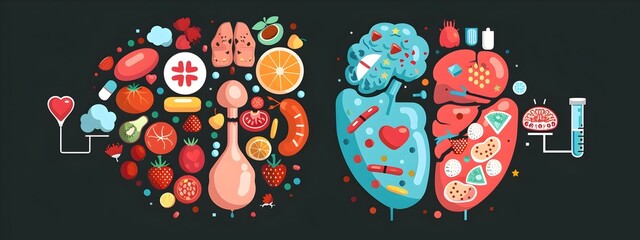 Aufkleber - metabolic hormone infographic illustrating insulin leptin and ghrelin effects