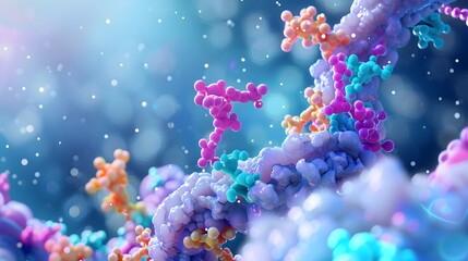 Poster - Molecular Model Showcasing Insulin Receptor Signaling Pathways in 3D Digital Rendering